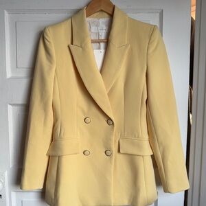 Zara Light Yellow Pastel Double-Breasted Blazer NWT XS 2205/507 Perfect Layer